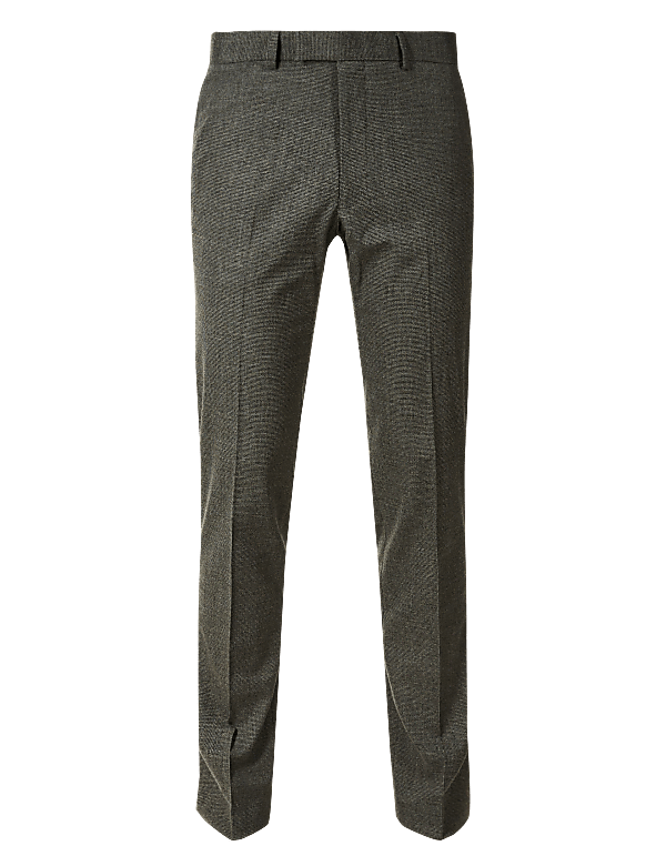 Grey Textured Skinny Fit Trousers