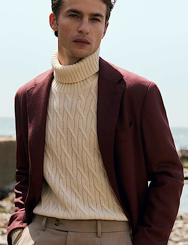 Tailored Fit Italian Wool Textured Blazer - ES