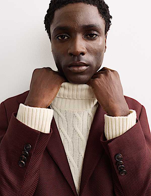 Tailored Fit Italian Wool Textured Blazer - ES