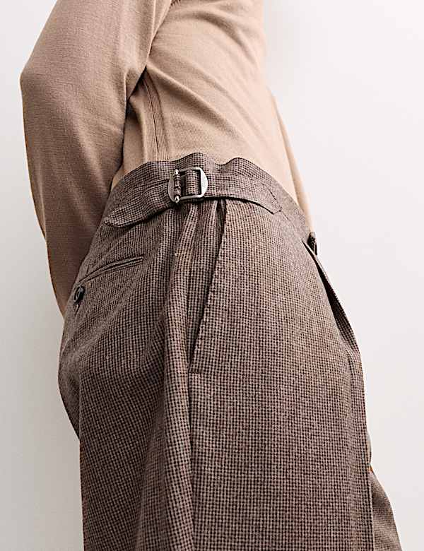 Italian Wool Flannel Puppytooth Trousers - AU