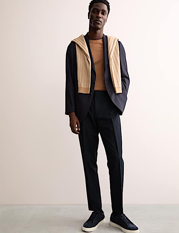 Tailored Fit Twill Cotton Linen Trousers - GR