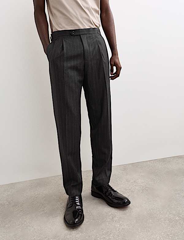 Pantalon van Italiaanse wol met krijtstreep - BE