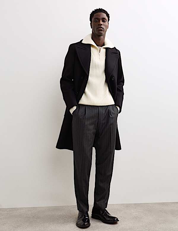 Pantalon van Italiaanse wol met krijtstreep - BE