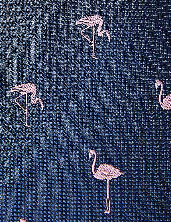 Woven Flamingo Pure Silk Tie