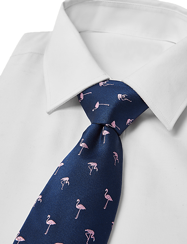 Woven Flamingo Pure Silk Tie