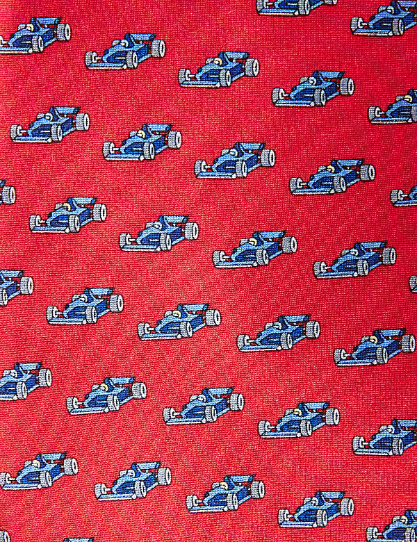 Car Print Pure Silk Tie