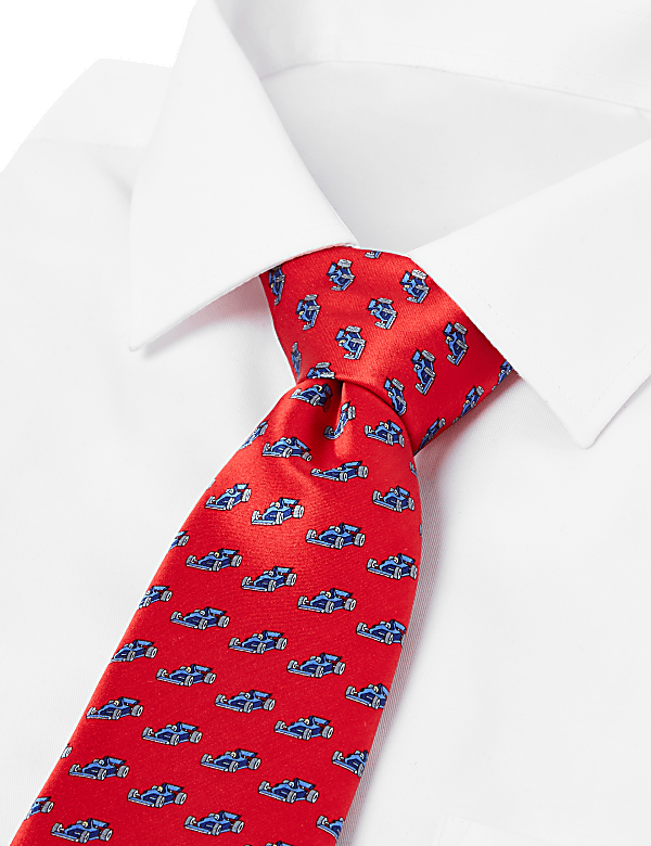 Car Print Pure Silk Tie