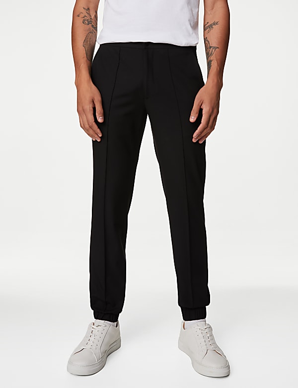 Tailored Fit Flat Front Textured Trousers - JP