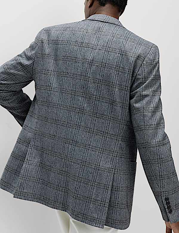 Tailored Fit Italian Wool Blend Check Blazer - SE