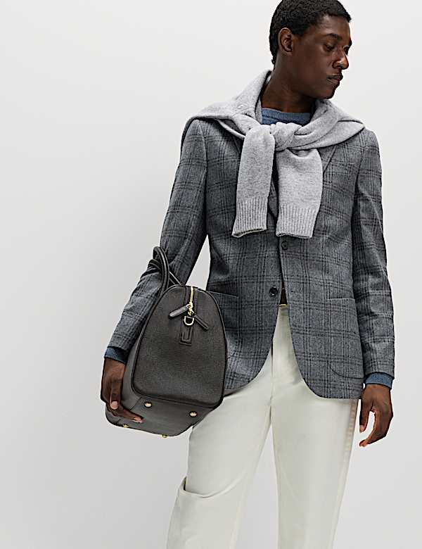 Tailored Fit Italian Wool Blend Check Blazer - SE