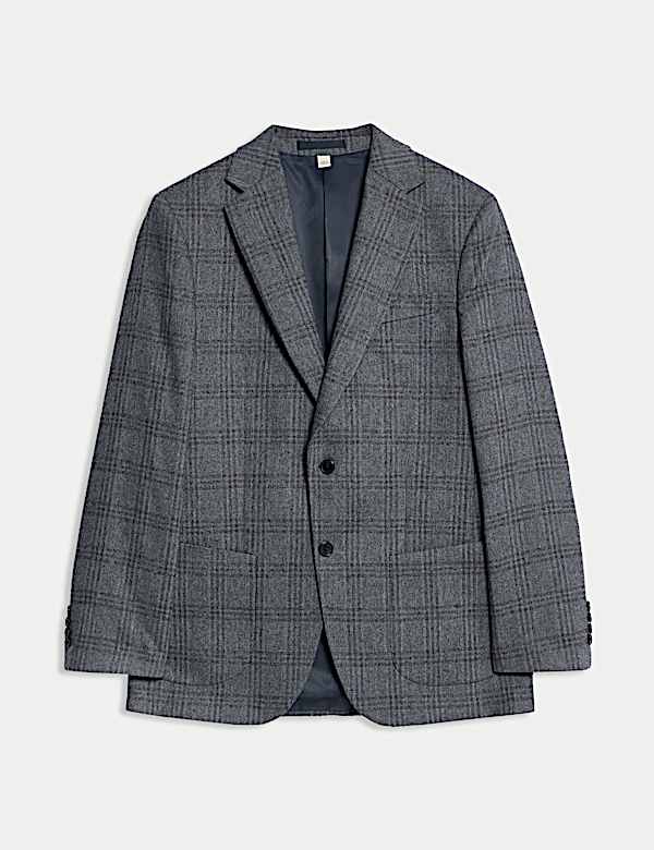 Tailored Fit Italian Wool Blend Check Blazer - SE