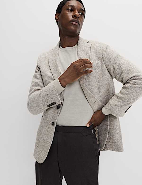 Tailored Fit Wool Blend Textured Blazer - EE