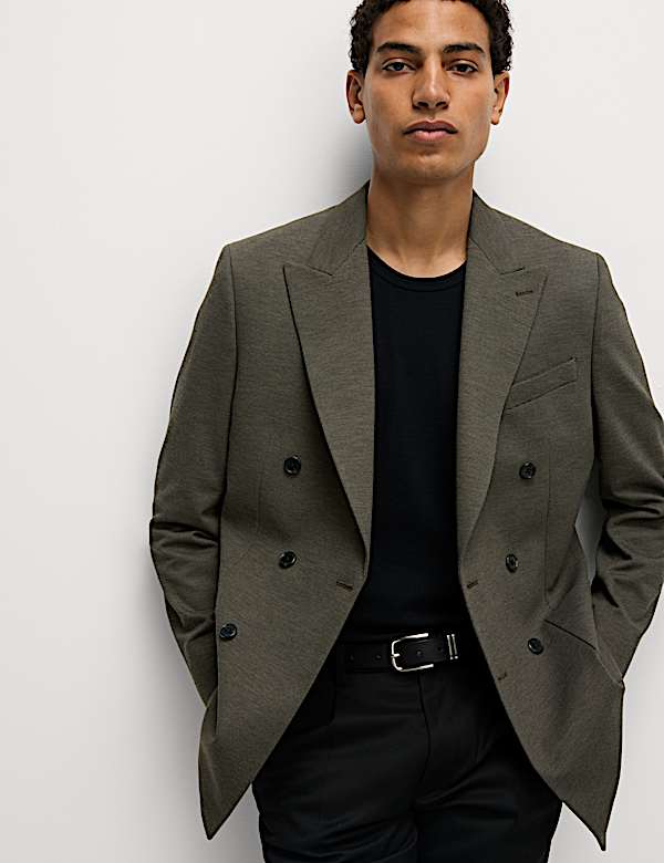 Tailored Fit Jersey Double Breasted Blazer - PT