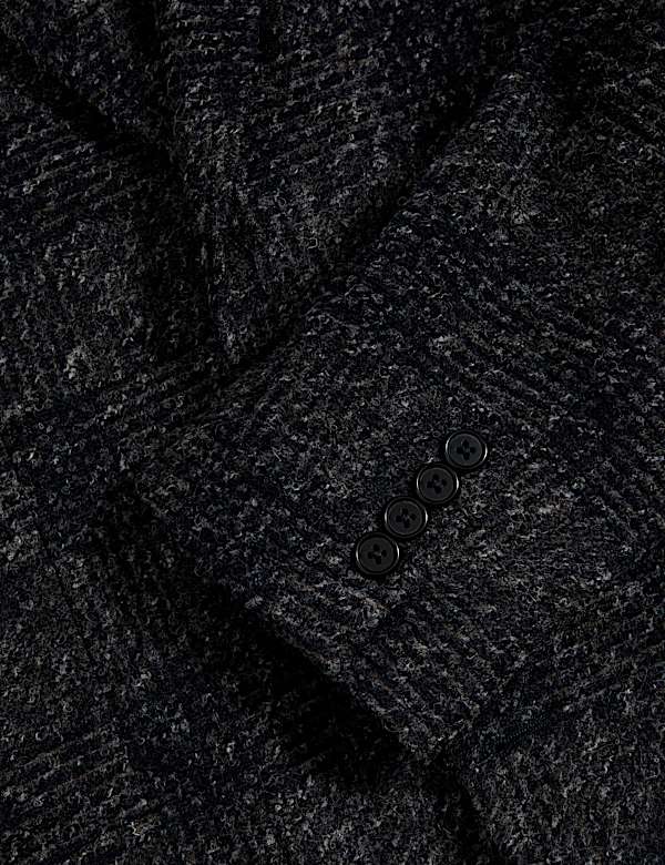 בלייזר משבצות מתערובת צמר בגזרה מחויטת - IL