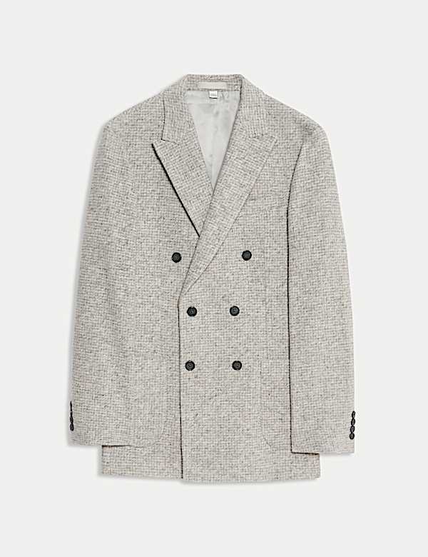 Tailored Fit Wool Blend Micro Check Blazer - DE