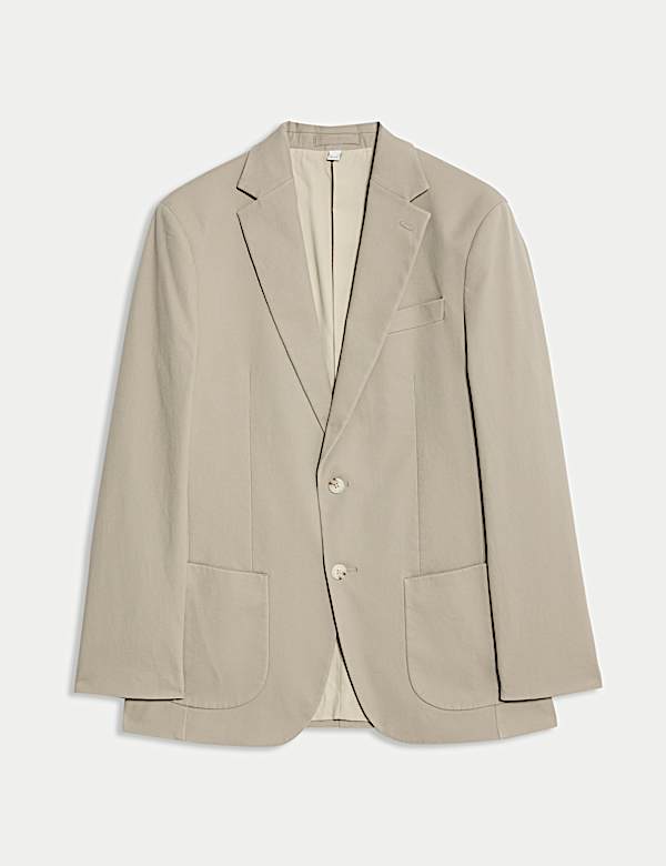 בלייזר סטרץ' בגזרה מחויטת מבד עשיר בכותנה בגימור קטיפתי - IL