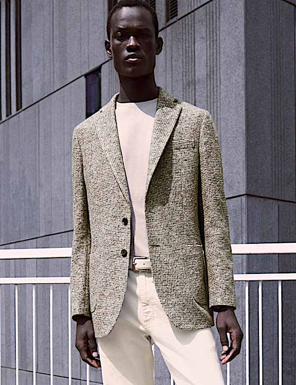 Tailored Fit Wool Blend Textured Blazer - JE