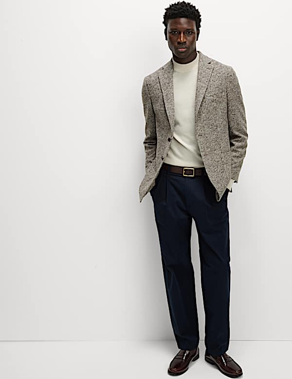 Tailored Fit Wool Blend Textured Blazer - CA