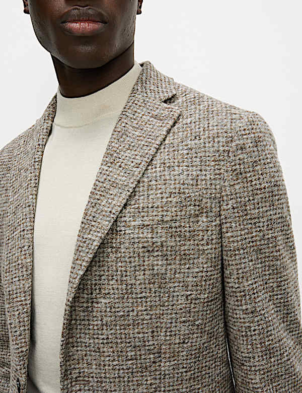 Tailored Fit Wool Blend Textured Blazer - CA