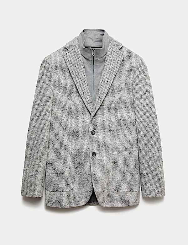 Tailored Fit Wool Blend Blazer with Gilet - HU