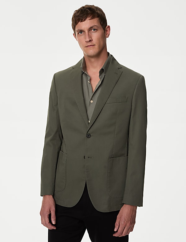 Khaki cotton blazer deals