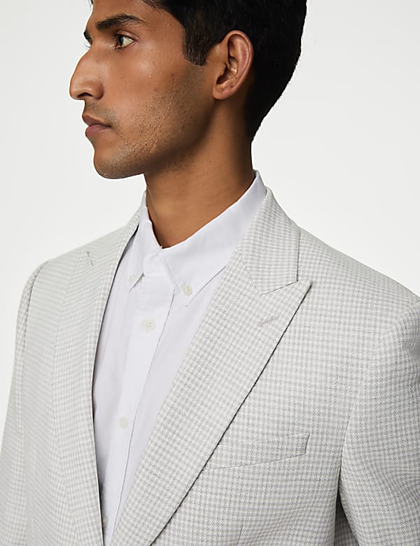 Textured Check Stretch Blazer