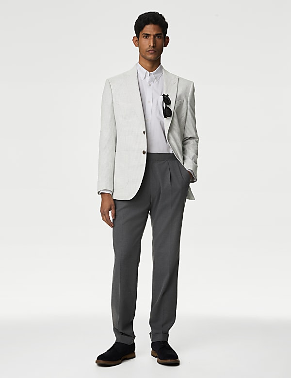 Textured Check Stretch Blazer