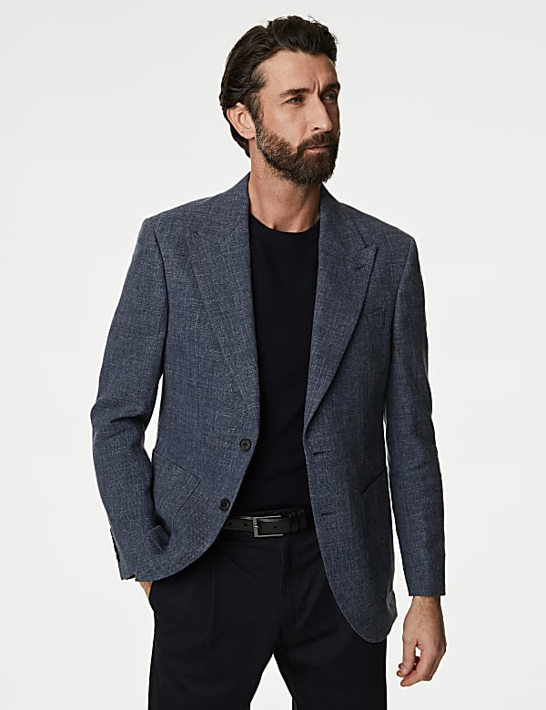 Italian Linen Blend Textured Blazer - DK