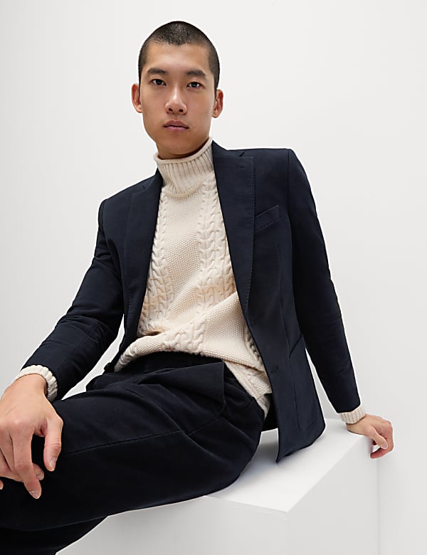 Italian Moleskin Single Breasted Blazer