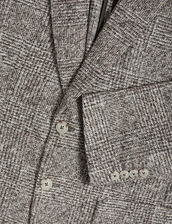 Veste coupe ajustée à carreaux en laine mélangée texturée - BE