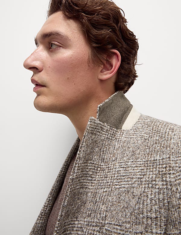 Veste coupe ajustée à carreaux en laine mélangée texturée - BE