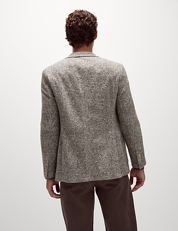 Veste coupe ajustée à carreaux en laine mélangée texturée - BE