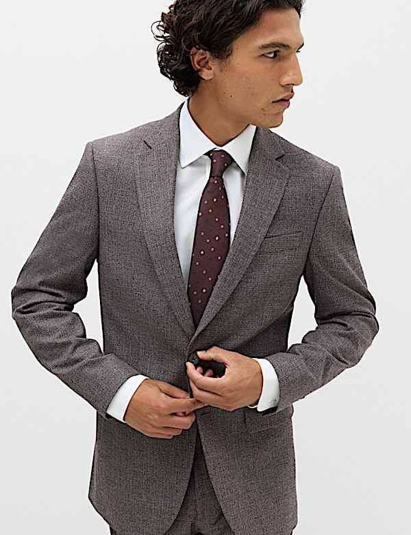 Tailored Fit Micro Check Suit Jacket