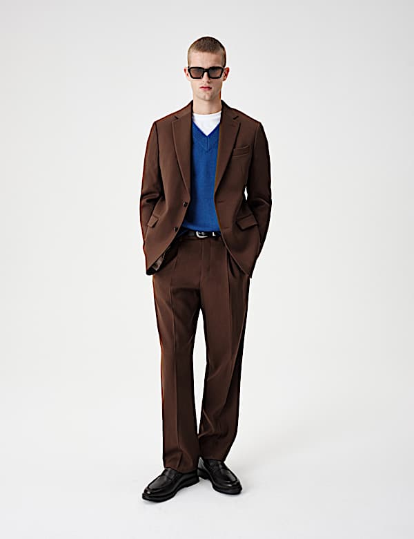 Veste tailleur en serg&eacute; extensible textur&eacute; - FR