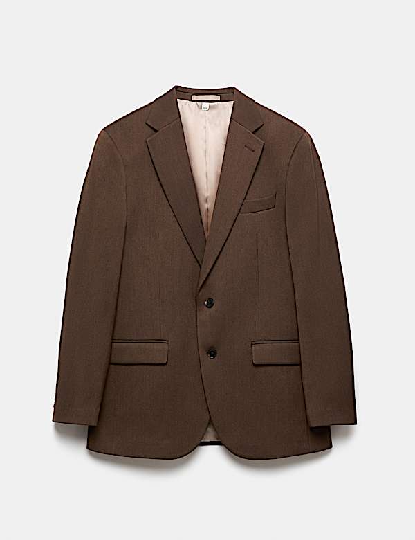 Veste tailleur en serg&eacute; extensible textur&eacute; - FR