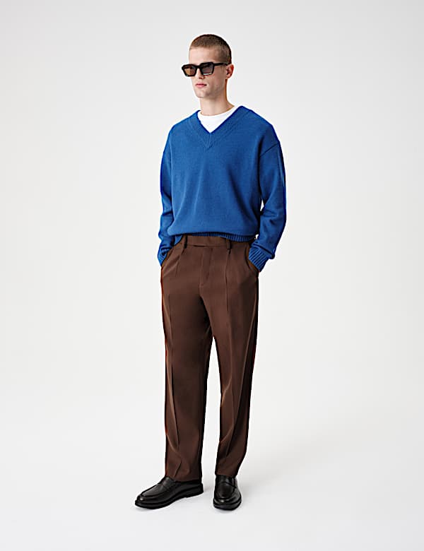 Regular Fit Twill Stretch Suit Trousers - IT