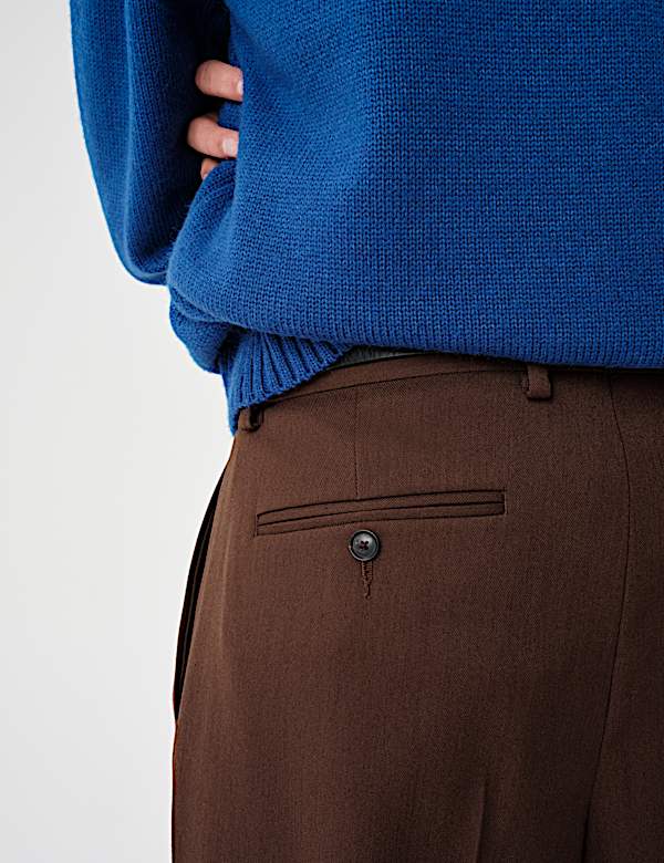 Regular Fit Twill Stretch Suit Trousers - IT