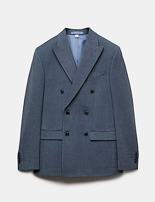 Slim Fit Twill Double Breasted Suit Jacket - MX