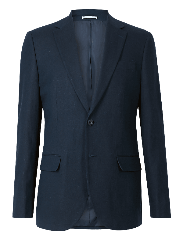 Textured Regular Fit Linen Suit Jacket