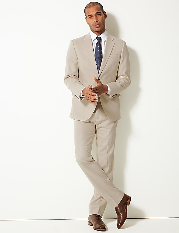 Textured Regular Fit Linen Suit Jacket