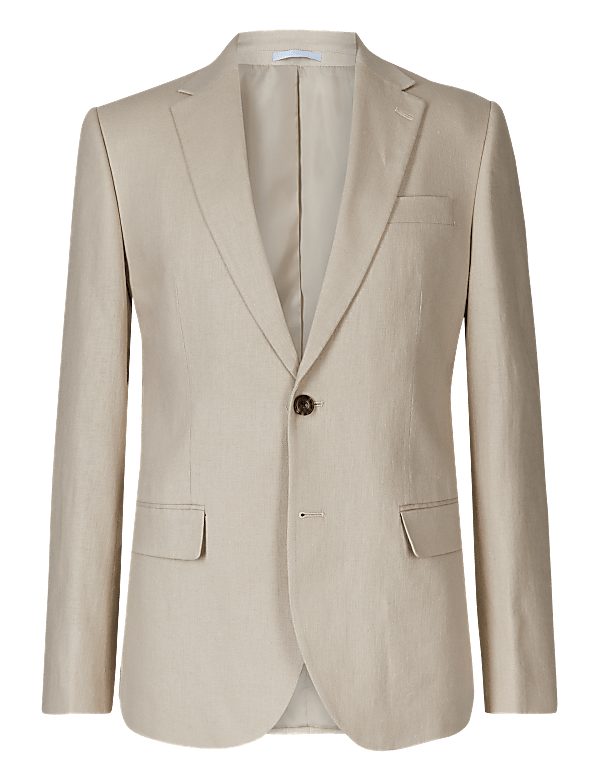 Textured Regular Fit Linen Suit Jacket