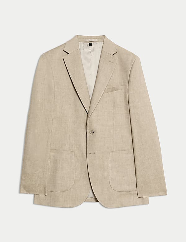 Tailored Fit Italian Linen Blend Twill Blazer - BG
