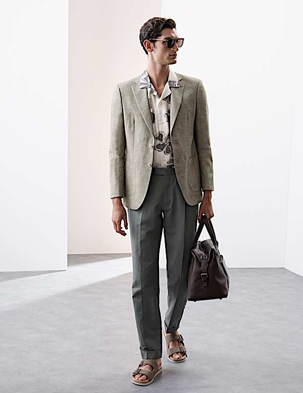 Tailored Fit Italian Linen Blend Twill Blazer - DE