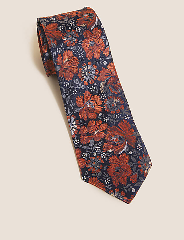 Slim Floral Pure Silk Tie - AU