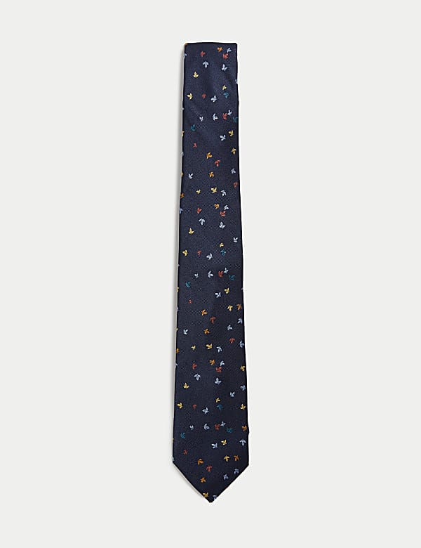 Leaf Print Pure Silk Tie - HR