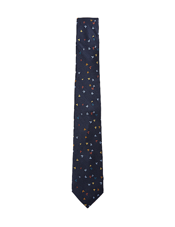 Leaf Print Pure Silk Tie