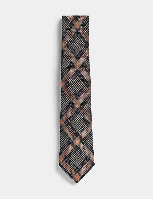 Check Wool Rich Tie & Handkerchief Set