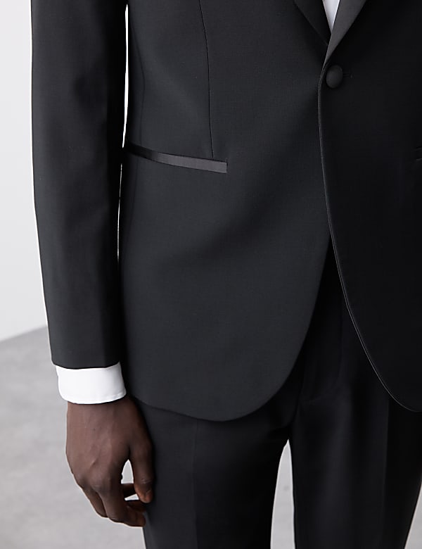 Tailored Fit Wool Blend Tuxedo Jacket - JP