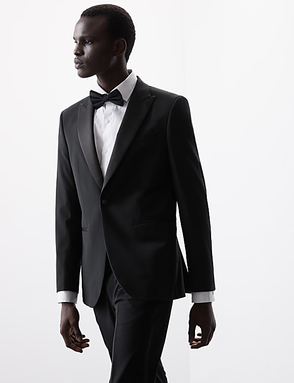 Tailored Fit Wool Blend Tuxedo Jacket - JP