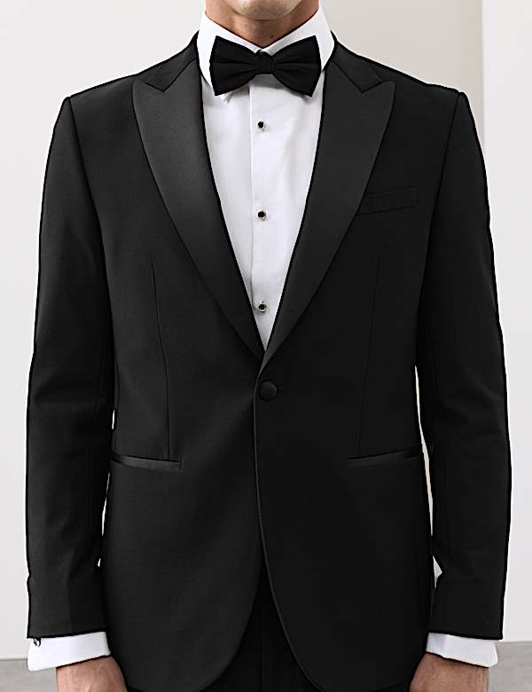 Tailored Fit Wool Blend Tuxedo Jacket - NZ